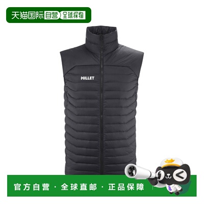 自营欧洲直邮Millet Evole男士黑色聚酰胺拉链开口羽绒马甲