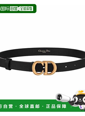 1h可退 自营Dior/迪奥 23新款 女士黑色光滑牛皮革CD金扣腰带情人