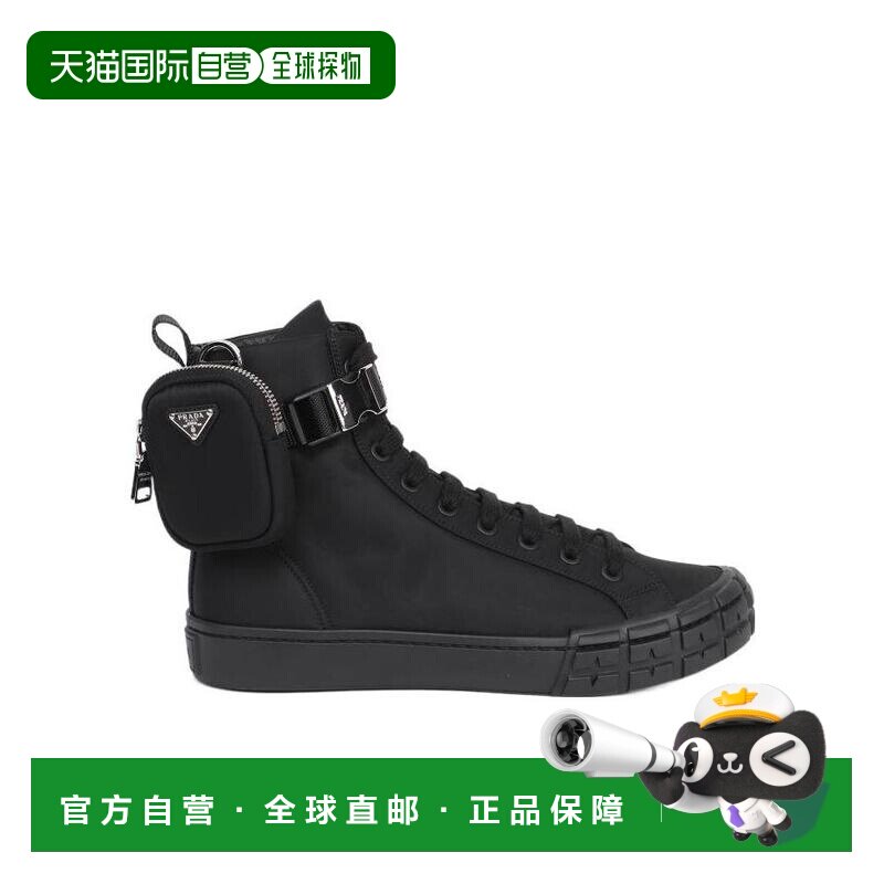 【99新未使用】香港直邮Prada 黑色高帮休闲运动鞋 2TG1743LFV