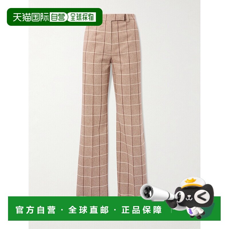 香港直邮Valentino 华伦天奴 女士 格纹羊毛阔腿裤 7B0RB6S09R3