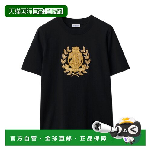 1h可退 香港直邮BURBERRY 女士T恤 81081701 AW2025 黑色 短袖T恤