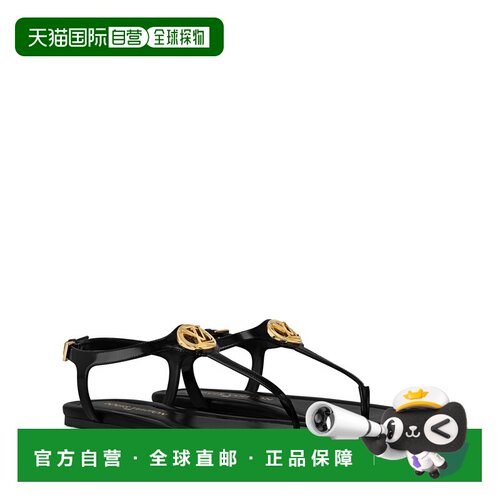 自营1h可退 欧洲直邮LV路易威登 Sunkiss女士黑色皮革平底凉鞋