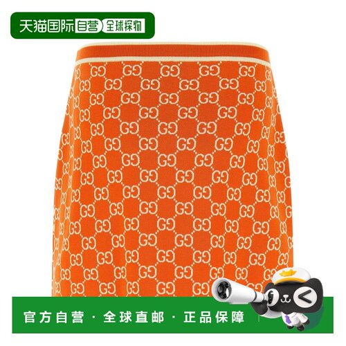 1h可退 香港直邮Gucci 古驰 女士 刺绣棉质迷你半身裙 856264XKE0