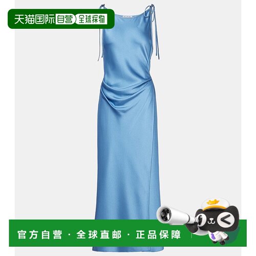 1h可退 香港直邮Acne Studios 艾克妮 女士 垂褶缎面长款连衣裙