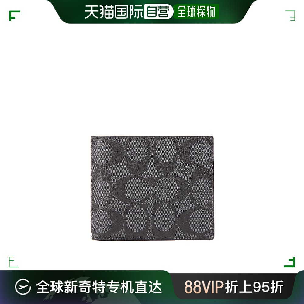 Coach蔻驰Billfold 10男士钱包灰黑色小巧简约百搭F74993-封面