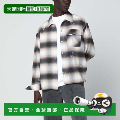 1h可退 香港直邮Represent 男士 Milk-colored 法兰绒格纹衬衫 ML
