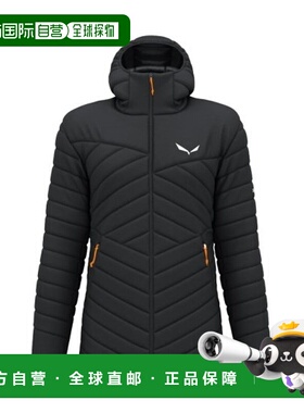 自营欧洲直邮SALEWA BRENTA男士黑色尼龙拉链羽绒服外套