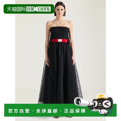 自营欧洲直邮Givenchy纪梵希 女士黑色蕾丝斗篷抹胸晚礼服连衣裙