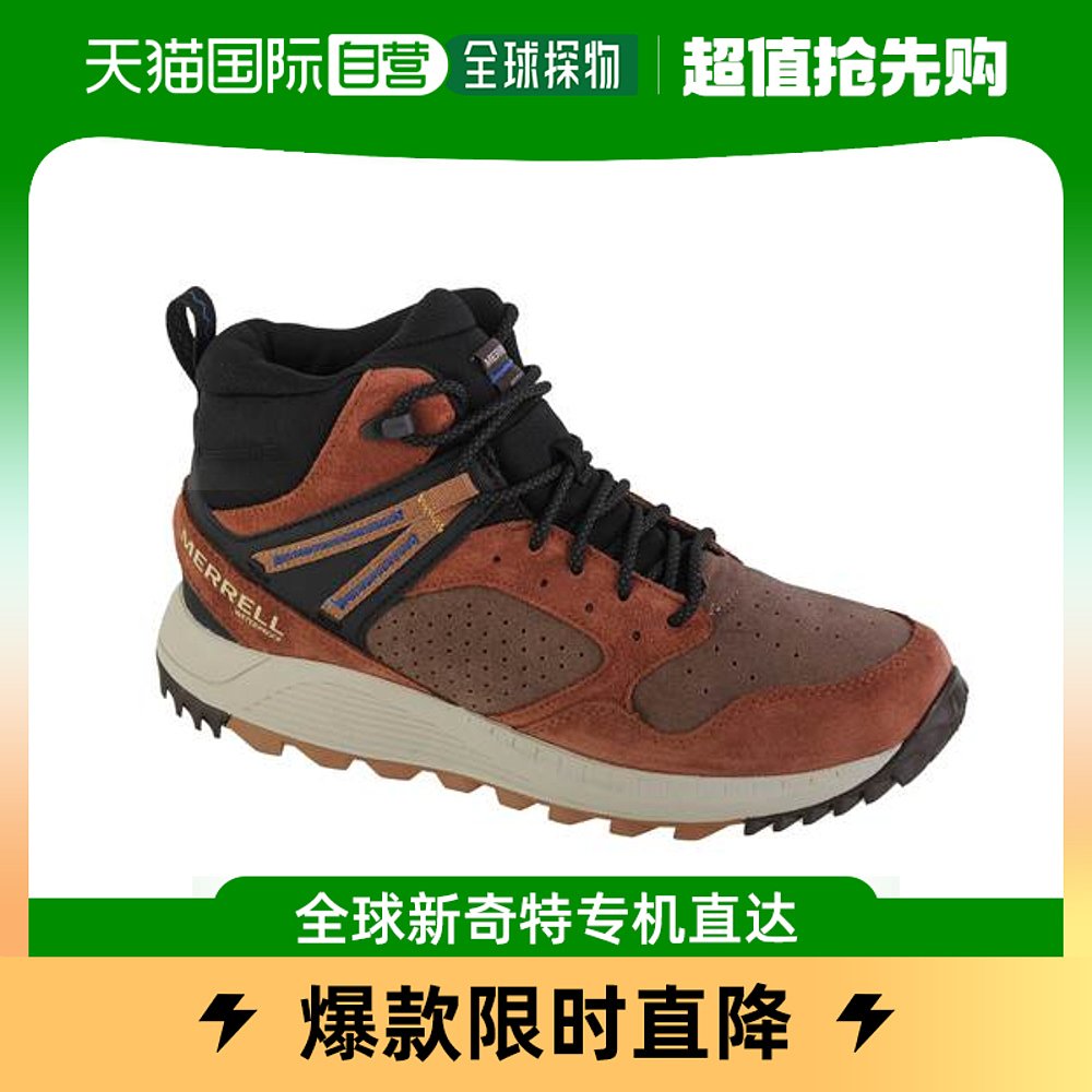 欧洲直邮MerrellWildwood Sneaker Mid WP休闲鞋棕色系带高帮厚底