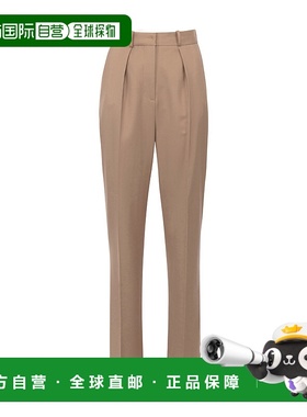 香港直邮Elisabetta Franchi 羊毛褶饰直筒裤休闲裤 PA01546E2