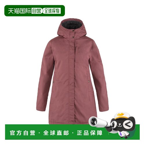 自营欧洲直邮Fjällräven Kiruna女士紫红色涤纶连帽派克大衣