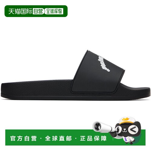 香港直邮Palm Angels 棕榈天使 女士 黑色 Curved Logo 拖鞋 PMIC
