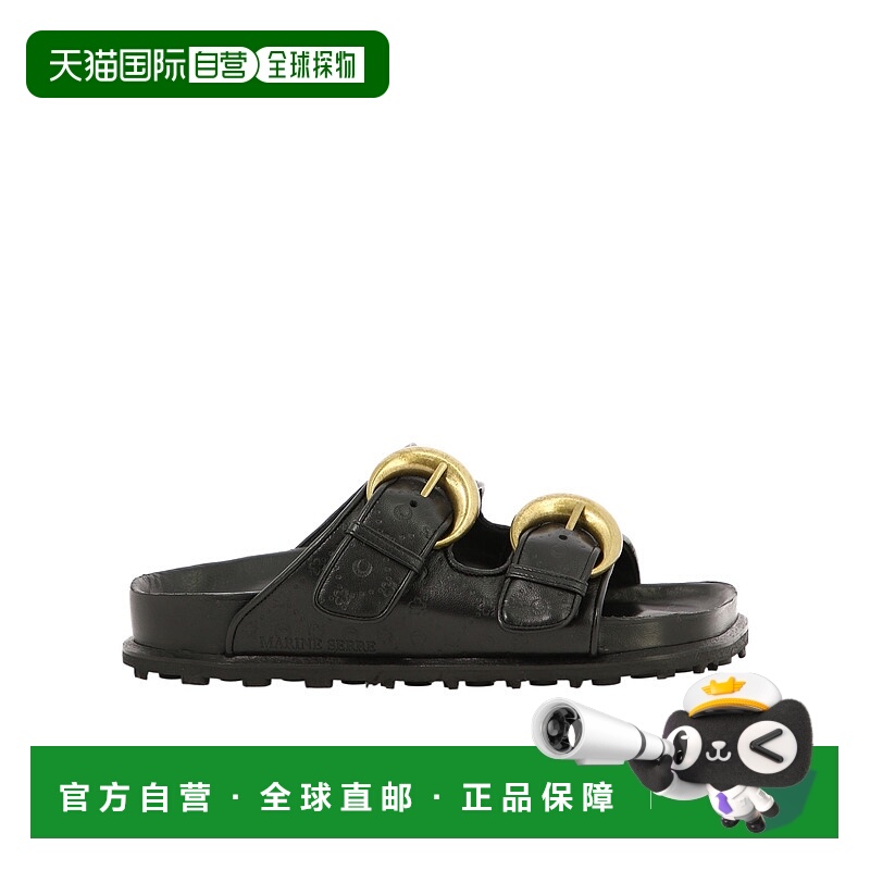 香港直邮Marine Serre 方头可调节凉拖 F069SS23W00Black凉鞋