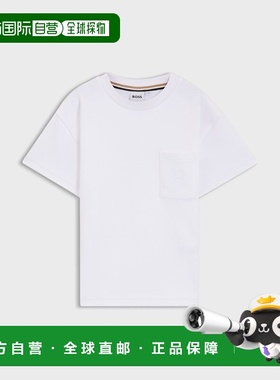 欧洲直邮Hugo Boss 4-14岁儿童白色棉双B字母图案短袖T恤童装