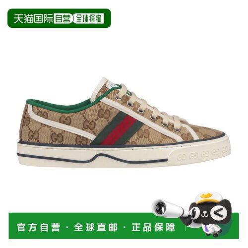 自营欧洲直邮GUCCI/古驰 1977系列 女士帆布低帮老花双G提花刺绣