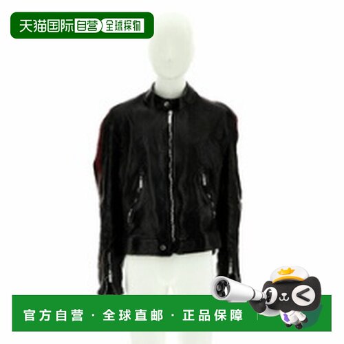 1h可退 香港直邮Gucci 古驰 男士 Web-Trimmed 皮革短夹克 865374