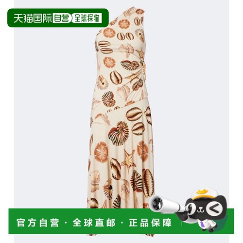 香港直邮FARM RIO 女士 Shells 海军风沙色印花单肩中长连衣裙