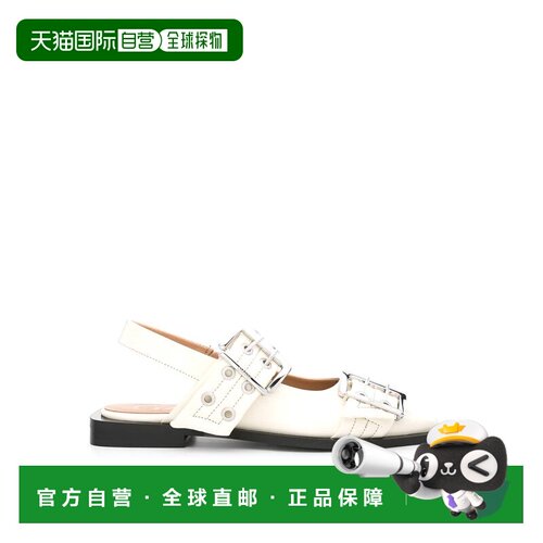 香港直邮GANNI 女士休闲鞋 S2842135 AW2025 白色 带扣芭蕾舞鞋