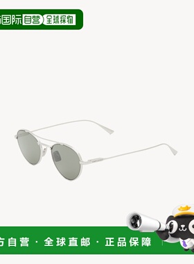 自营欧洲直邮YSL圣罗兰 SL 97女士银色/灰色金属圆形太阳镜