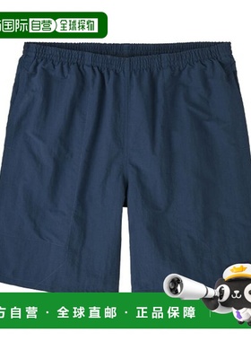 自营欧洲直邮PATAGONIA BAGGIES男士蓝色抽绳再生尼龙运动短裤