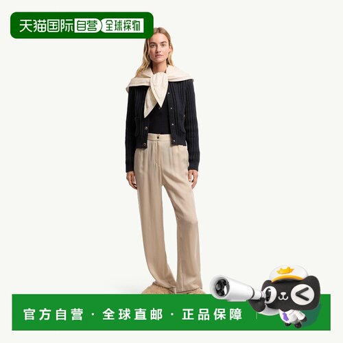 自营欧洲直邮Moncler盟可睐 女士深蓝色棉质绗缝圆领针织开衫