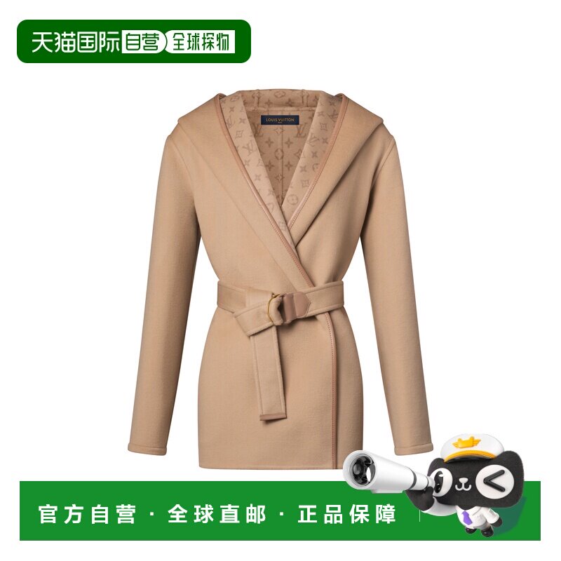 自营1h可退 欧洲直邮LV路易威登 女士萨瓦纳色羊毛风帽风衣