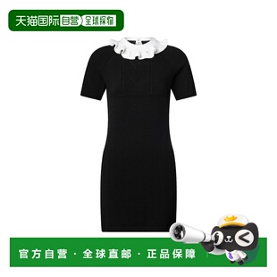 自营1h可退 欧洲直邮LV路易威登 女士黑色羊毛荷叶边领短袖连衣裙