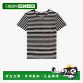 自然色棉条纹短袖 自营欧洲直邮YSL圣罗兰 CASSANDRE系列女士黑色