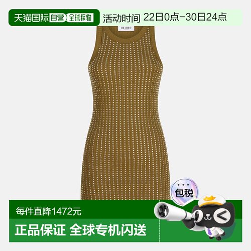 香港直邮The Attico 女士 军装风绿色迷你莱茵石连衣裙 251WCW002