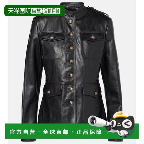 1h可退 香港直邮NILI LOTAN 女士 Geraldine 皮革夹克 black黑色