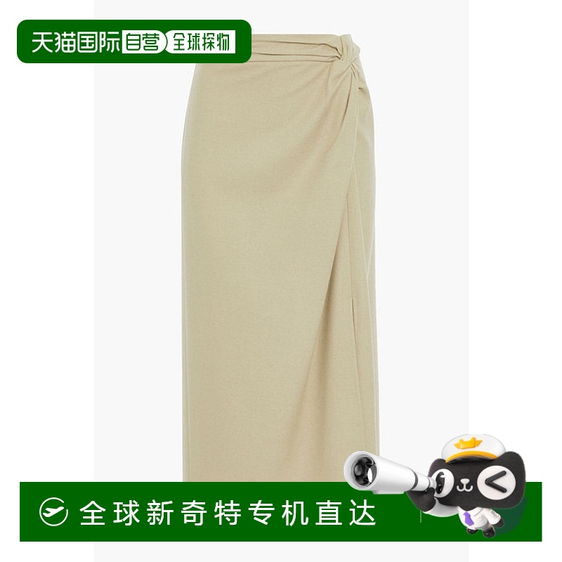 1h可退 香港直邮VINCE 女士 扭曲斜纹布中长半身裙 V690530664