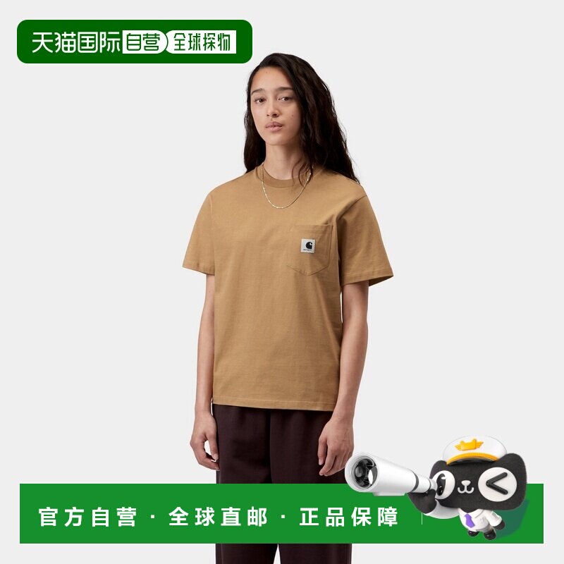 自营欧洲直邮Carhartt WIP 女士沙丘黄棉质短袖口袋T恤