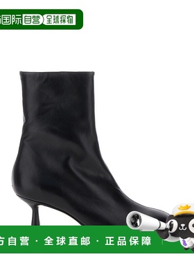 香港直邮aeyde 女士 Rounded 黑色鞋头皮质短靴 A11ABKLND65ST123