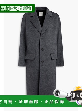 1h可退 香港直邮Sandro 男士 羊毛羊绒混纺毛毡大衣 SHPMA00364GR