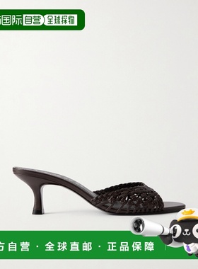 1h可退 Staud 女士 Brigitte 编织皮质凉拖 F26R6001OWES拖鞋单鞋