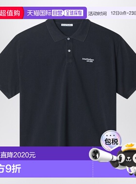 1h可退 香港直邮Acne Studios 艾克妮 男士 黑色磨破加工Polo衫 B