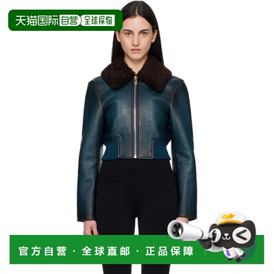 香港直邮alaia 女士 蓝色皮革飞行员夹克 AA9V1237X102C501COBALT