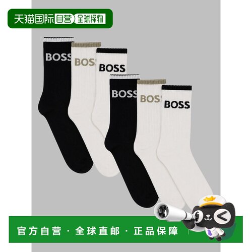 1h可退 香港直邮BOSS 波士 男士 CALZINI CON 徽标袜子(三件装) 5