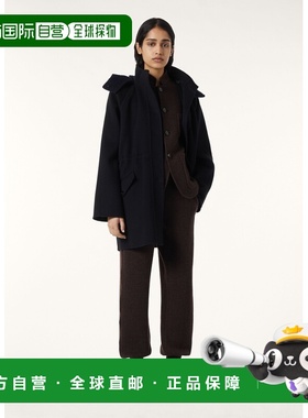 自营欧洲直邮Loro Piana 女士黑色婴儿羊绒大衣外套皮草