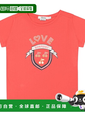 1h可退 香港直邮Bonpoint 女童 印花棉质针织T恤童装 orange橙色