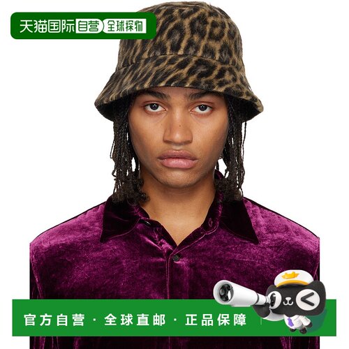 1h可退 香港直邮Lanvin 朗雯 男士 棕色 Leopard Print 双面渔夫