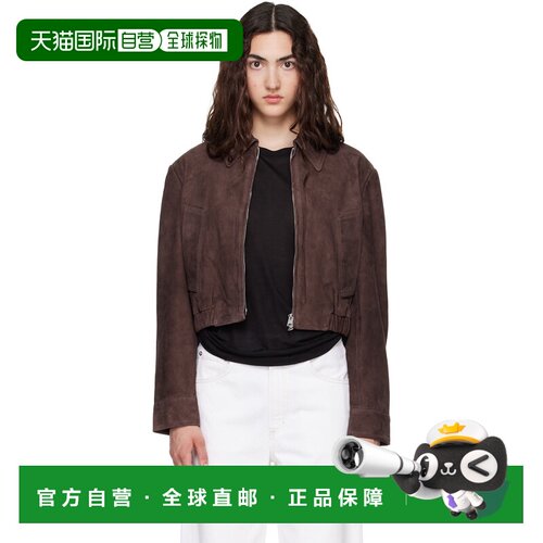香港直邮AGOLDE 女士 棕色 Nahla Cropped 皮革夹克 A5103(DKBROW