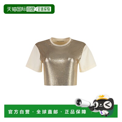 1h可退 香港直邮Rabanne 女士 圆领短款T恤 23FJTE116C00471