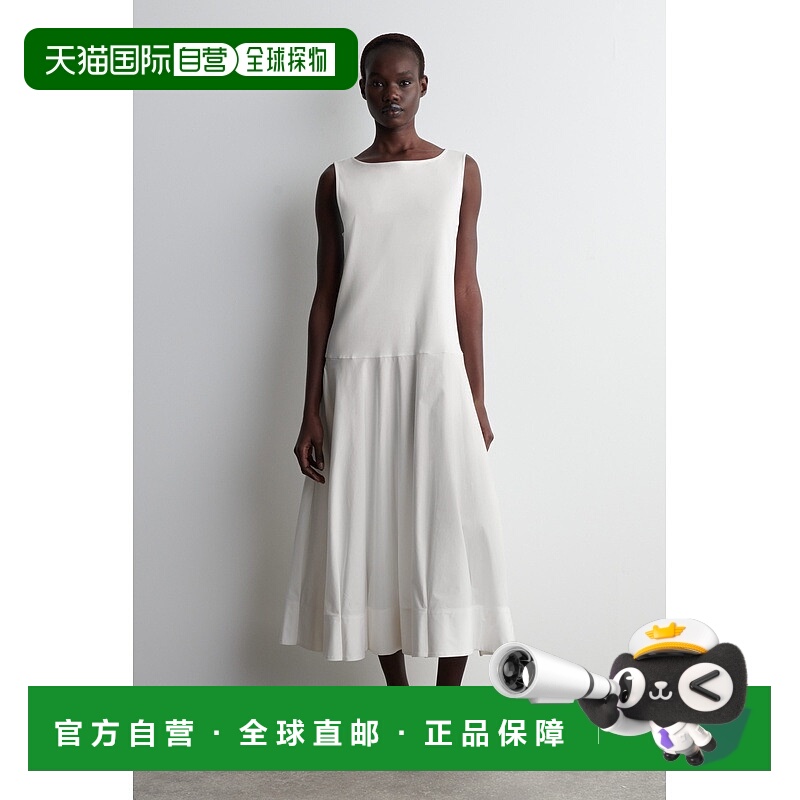 自营欧洲直邮COS 女士船领A字中长棉裙针织连衣裙针织裙拼接