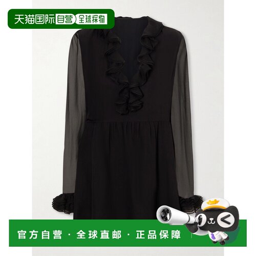 1h可退 Gucci 古驰 女士 荷叶边透视迷你连衣裙 865169ZH