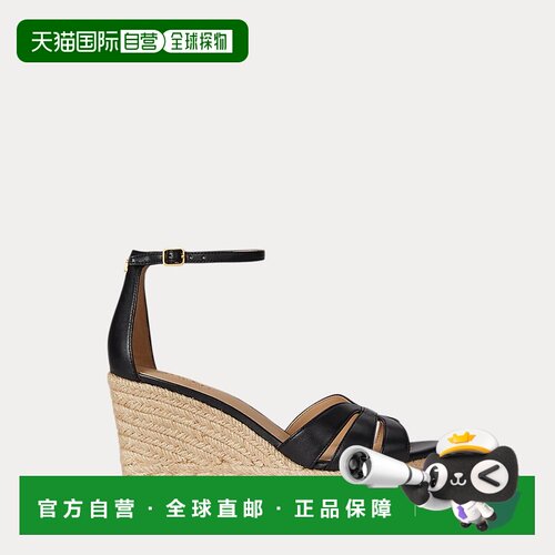 自营欧洲直邮Ralph Lauren拉夫劳伦 Nellie女士黑色纳帕皮革坡跟