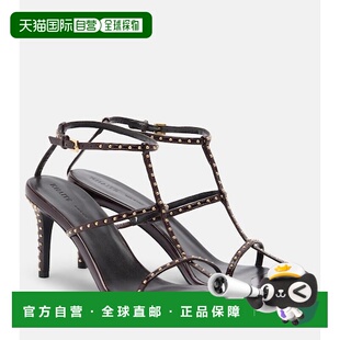 舒适时尚 香港直邮KHAITE red红色 罗马风铆钉皮质凉鞋 女士