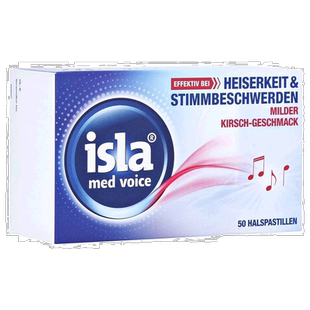 欧洲直邮德国药房Isla修复声带护嗓含片50粒/盒缓解用嗓嘶哑干痒