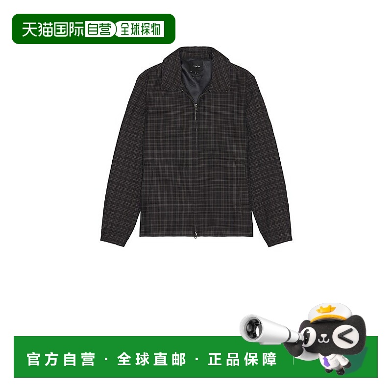 1h可退 香港直邮VINCE 男士 格子拉链夹克 M11574043A blue蓝色