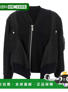 香港直邮SACAI 女士针织衫 2507996001 AW2025 黑色 Nylon insert